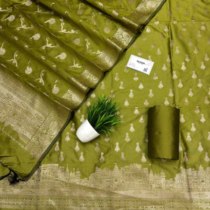 Mehendi Assi Ghat Aarti Semi Katan Silk Banarasi Suit