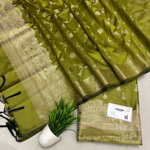 Mehendi Assi Ghat Aarti Semi Katan Silk Banarasi Suit