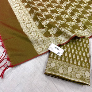 Mehendi Dracula Buti Banarasi Silk Suit