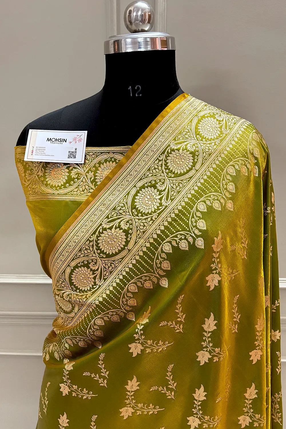 Mehendi Floranza Katan Silk Banarasi Saree
