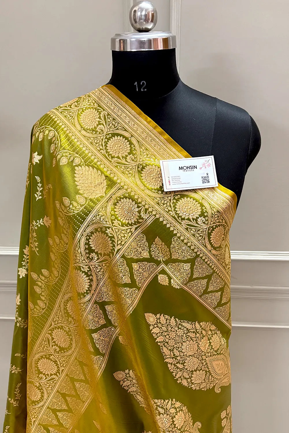 Mehendi Floranza Katan Silk Banarasi Saree
