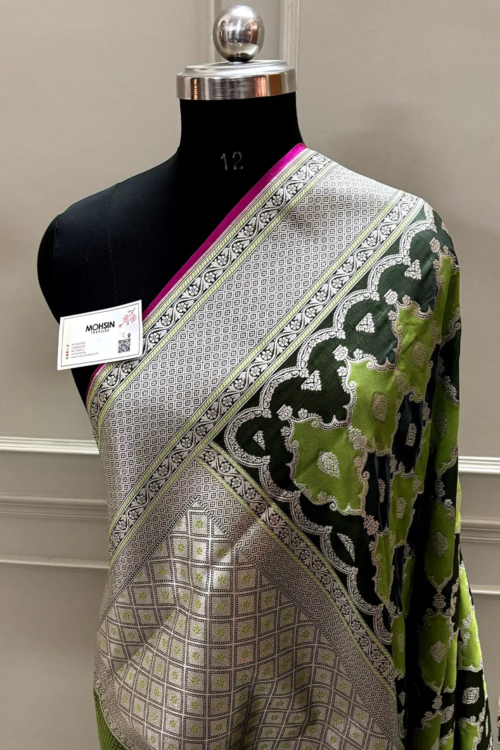 Mehendi Green Rangkaat Zari Katan Mashru Silk Banarasi Saree
