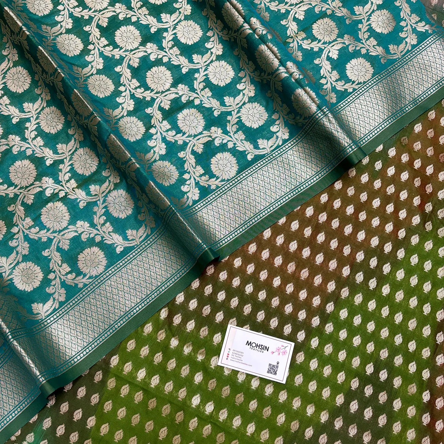 Mehendi Guldaan Agni Rangkaat Katan Silk Banarasi Suit