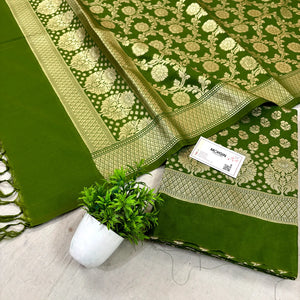 Mehendi Guldaan Fool Katan Silk Banarasi Suit