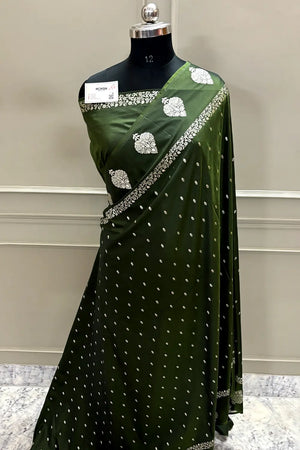 Mehendi Hukum Buti Katan Silk Banarasi Saree