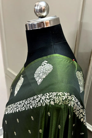 Mehendi Hukum Buti Katan Silk Banarasi Saree