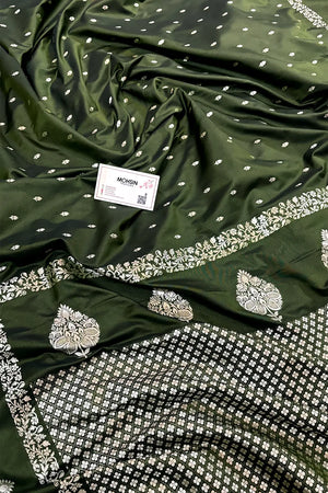 Mehendi Hukum Buti Katan Silk Banarasi Saree