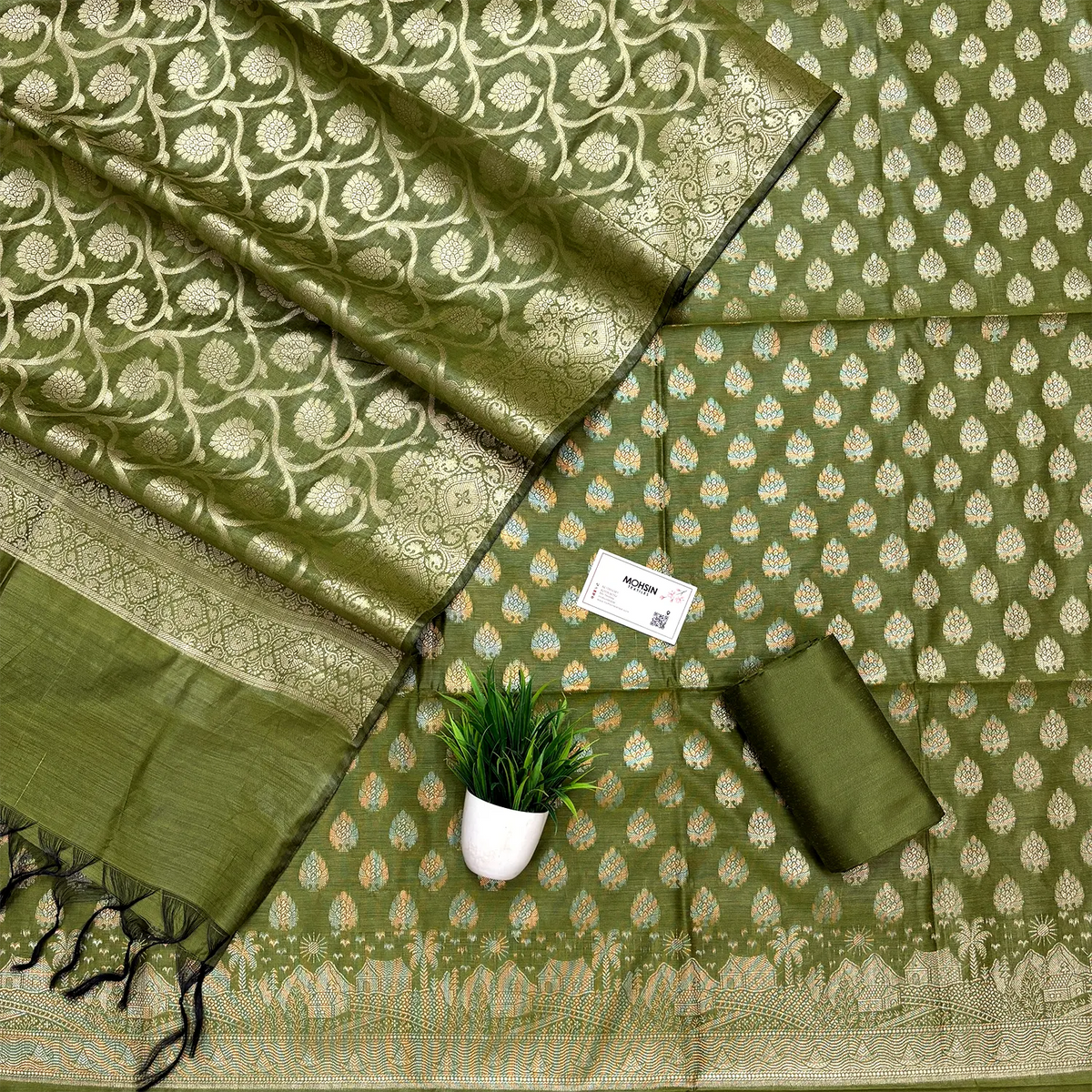 Mehendi Kashi Sunrise Banarasi Silk Suit