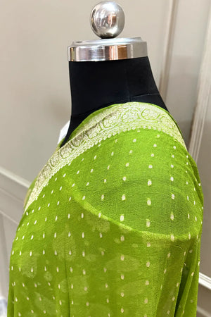 Mehendi Patta Pure Georgette Silk Banarasi Suit