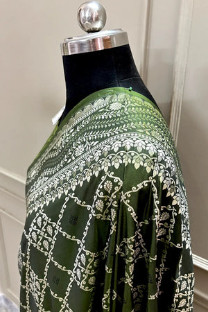 Mehendi Pi Jaal Katan Silk Banarasi Saree