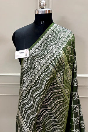 Mehendi Pi Jaal Katan Silk Banarasi Saree