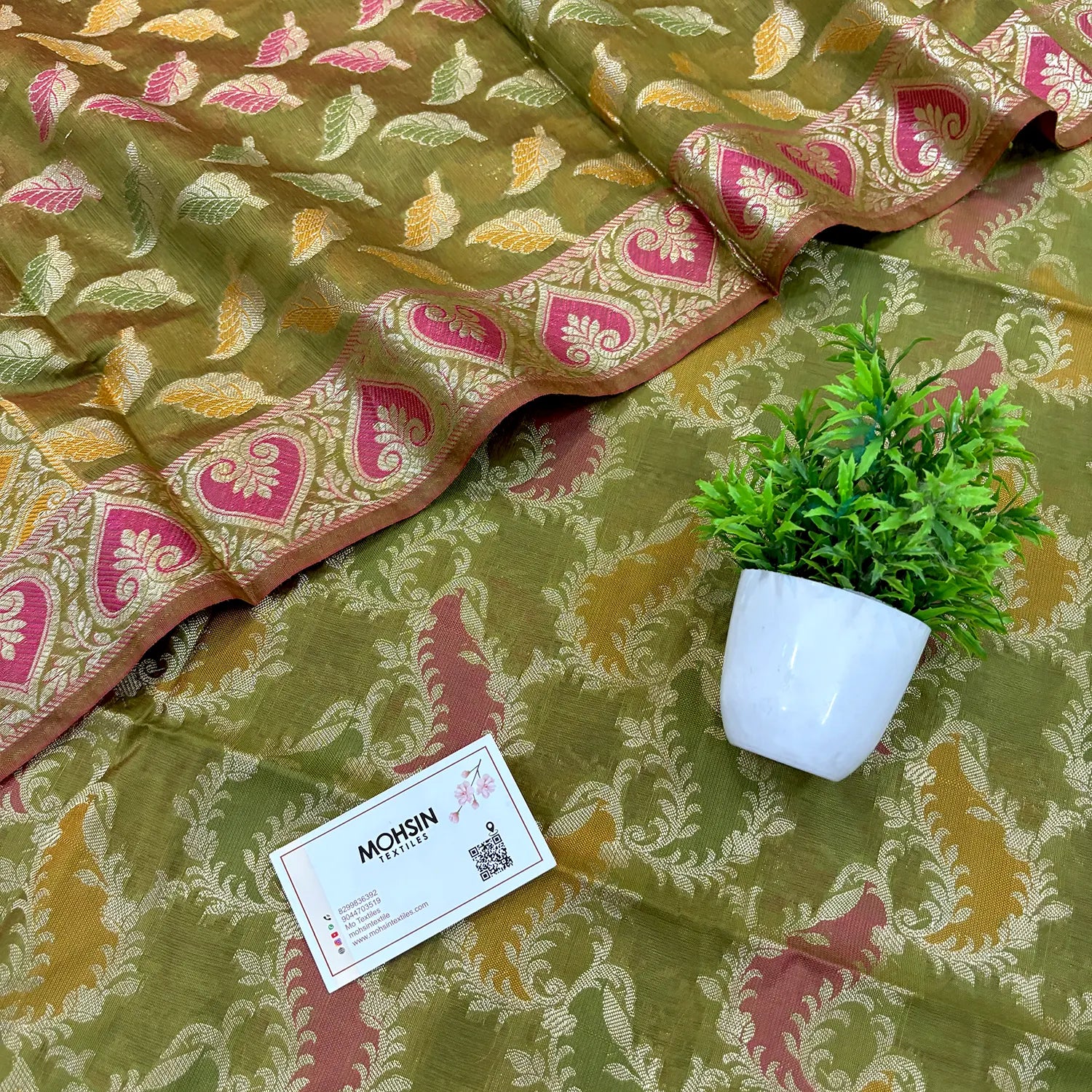 Mehendi Resham Banarasi Silk Suit 