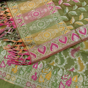 Mehendi Resham Banarasi Silk Suit 