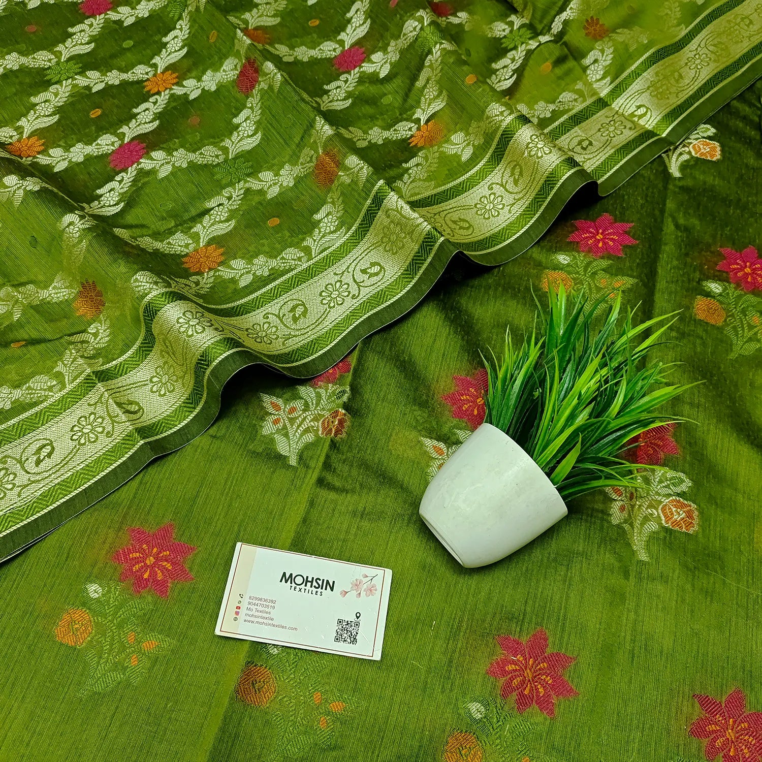 Mehendi Resham Banarasi Silk Suit