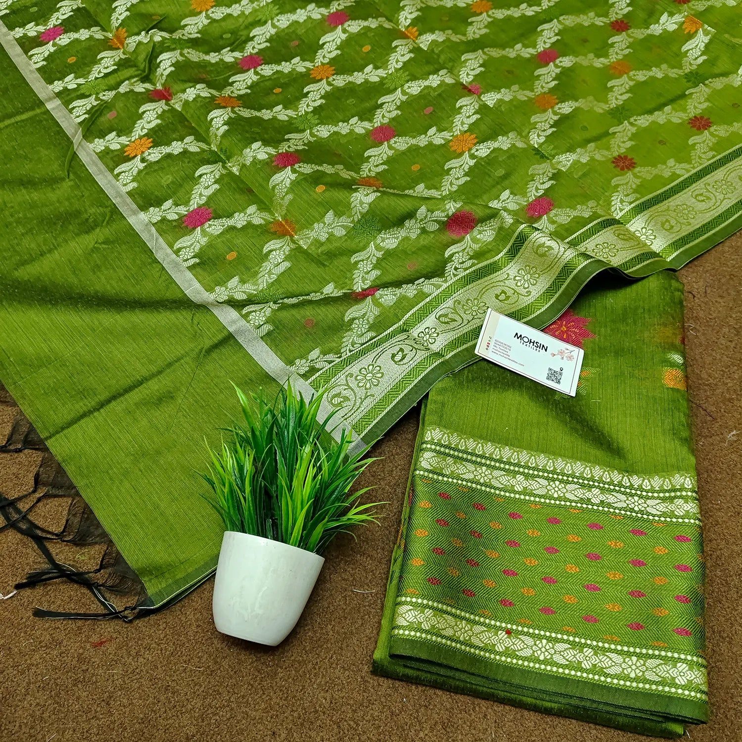 Mehendi Resham Banarasi Silk Suit