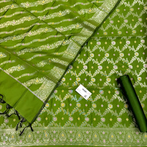 Mehendi Resham Banarasi Silk Suit