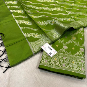 Mehendi Resham Banarasi Silk Suit