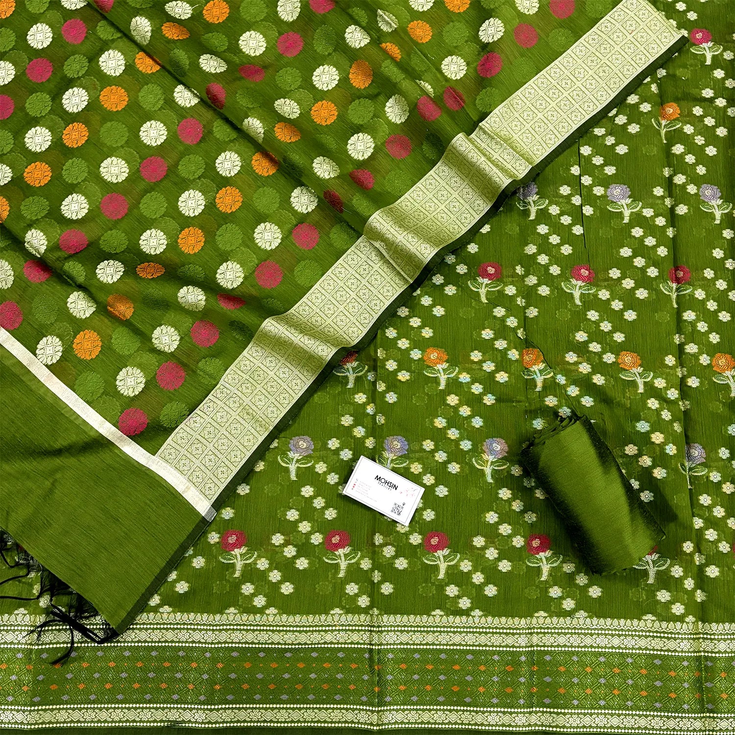 Mehendi Resham Banarasi Silk Suit