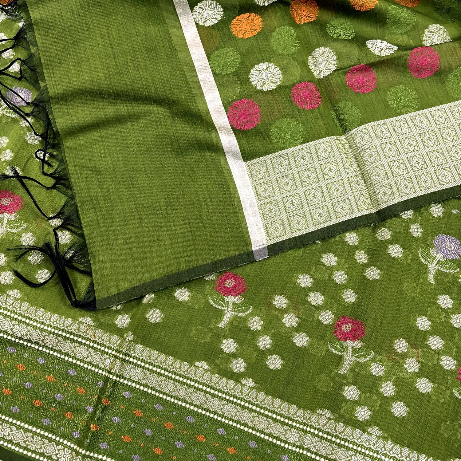 Mehendi Resham Banarasi Silk Suit