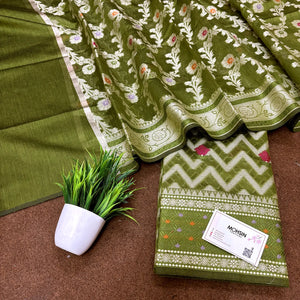 Mehendi Resham Banarasi Silk Suit