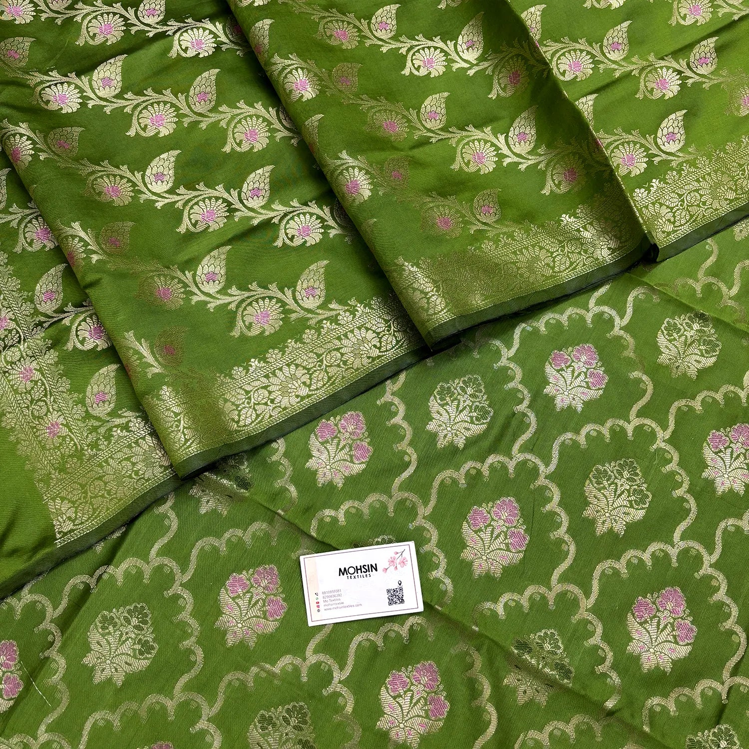 Mehendi Semi Katan Silk Banarasi Silk Suit