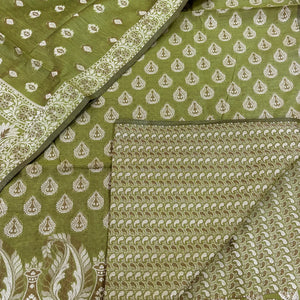 Mehendi Surahi Buti Cotton Silk Banarasi Suit