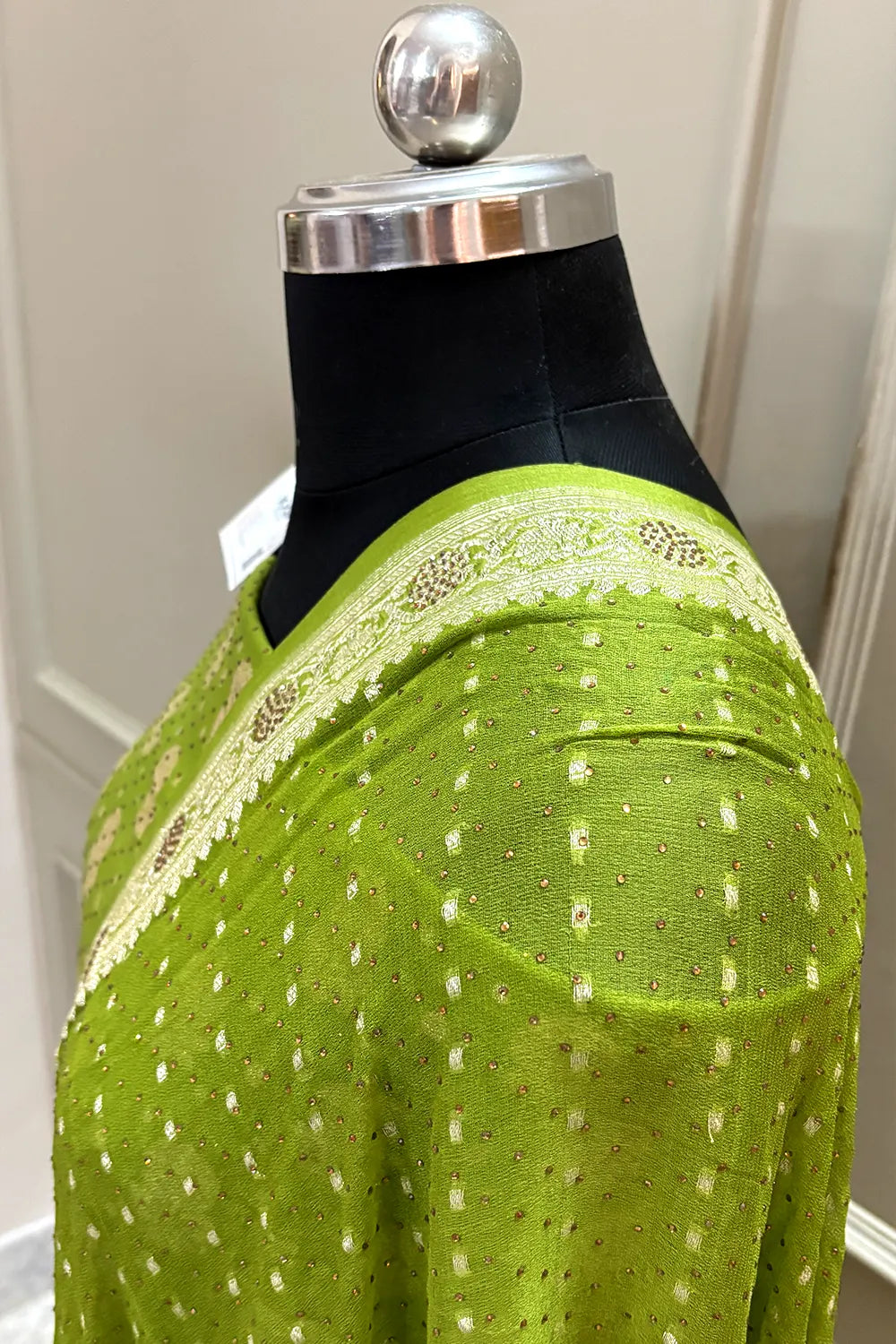 Mehendi Swarovski Pure Georgette Silk Banarasi Suit