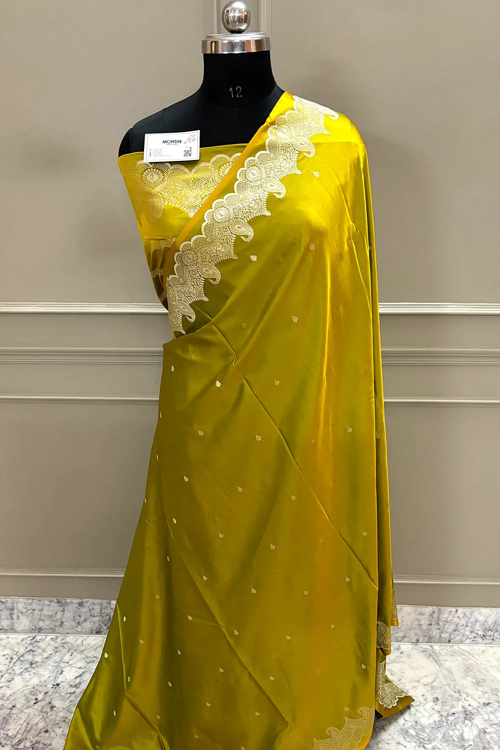 Mehendi Yellow Zari Katan Silk Banarasi Saree