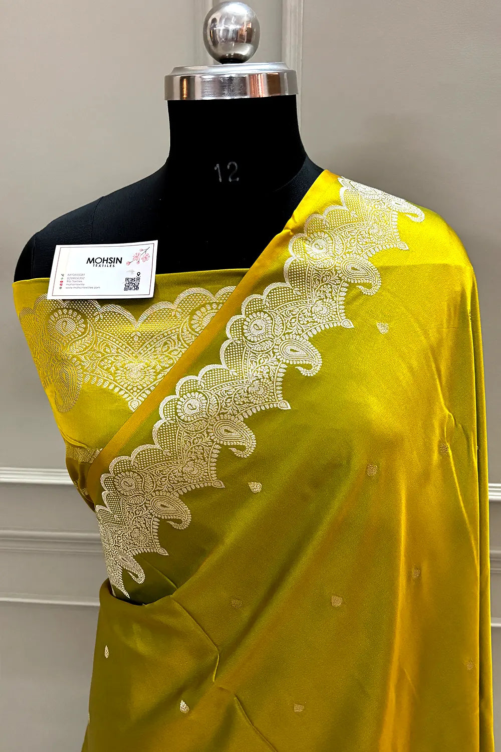 Mehendi Yellow Zari Katan Silk Banarasi Saree