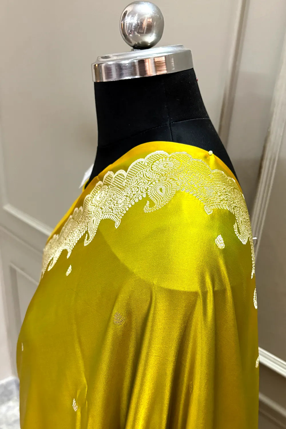 Mehendi Yellow Zari Katan Silk Banarasi Saree