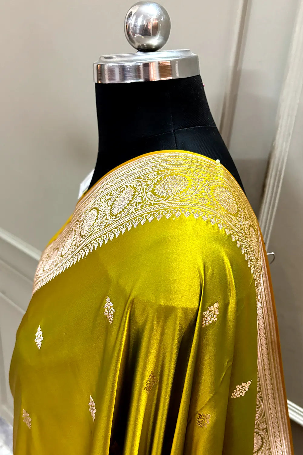 Mehendi Yellow Zari Katan Silk Banarasi Saree