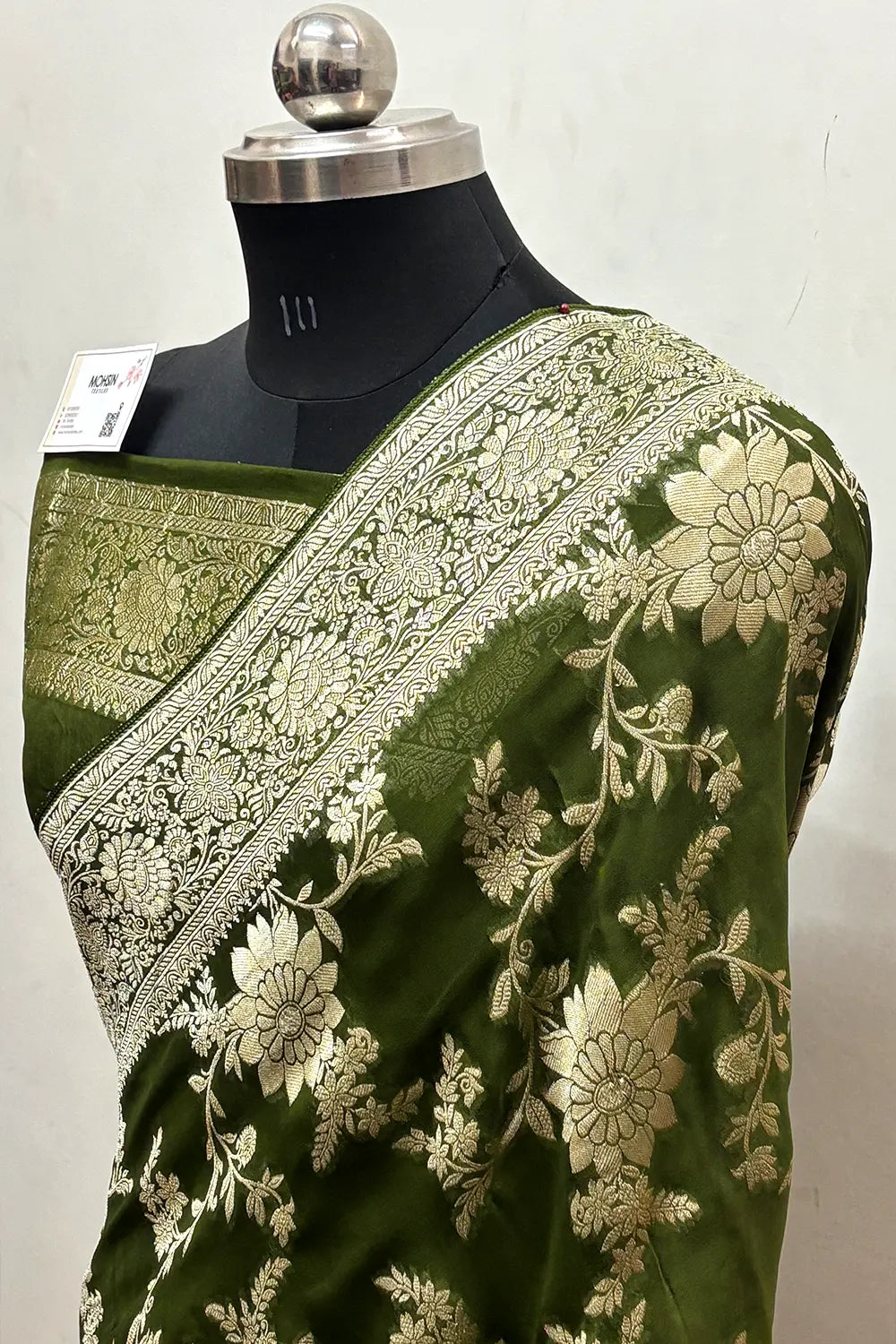 Mehendi Zari Georgette Silk Banarasi Saree
