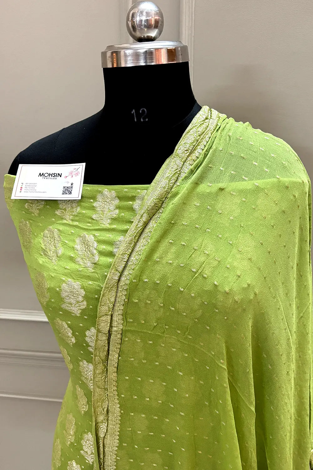 Mehendi Zari Pure Georgette Silk Banarasi Suit