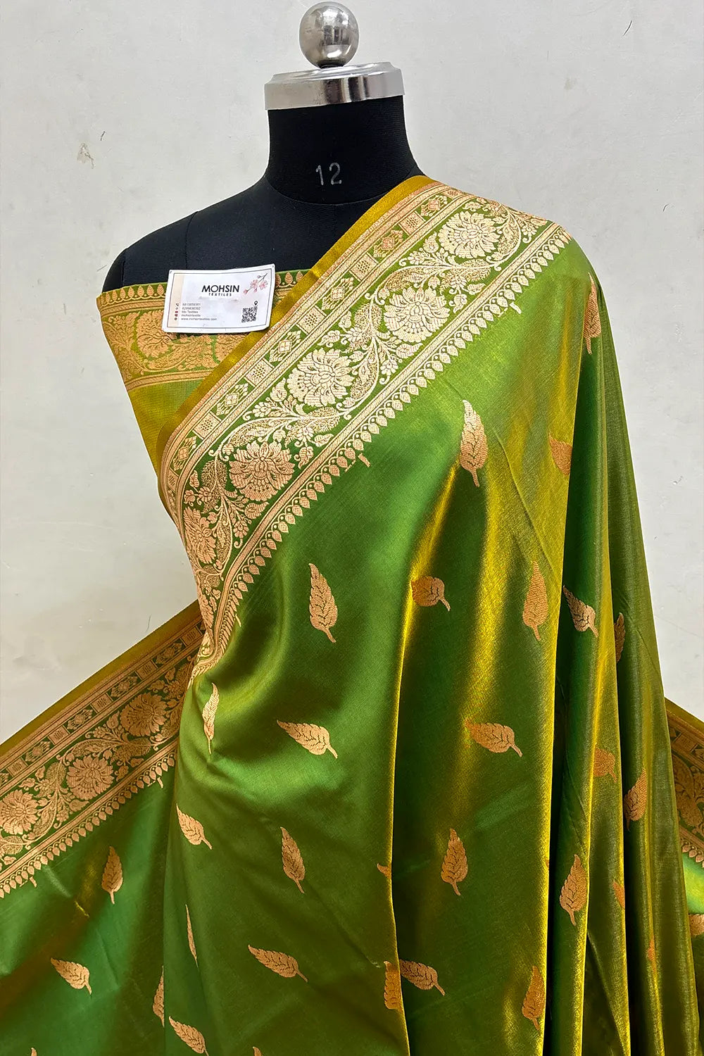 Mehendi Zari Satin Silk Banarasi Saree