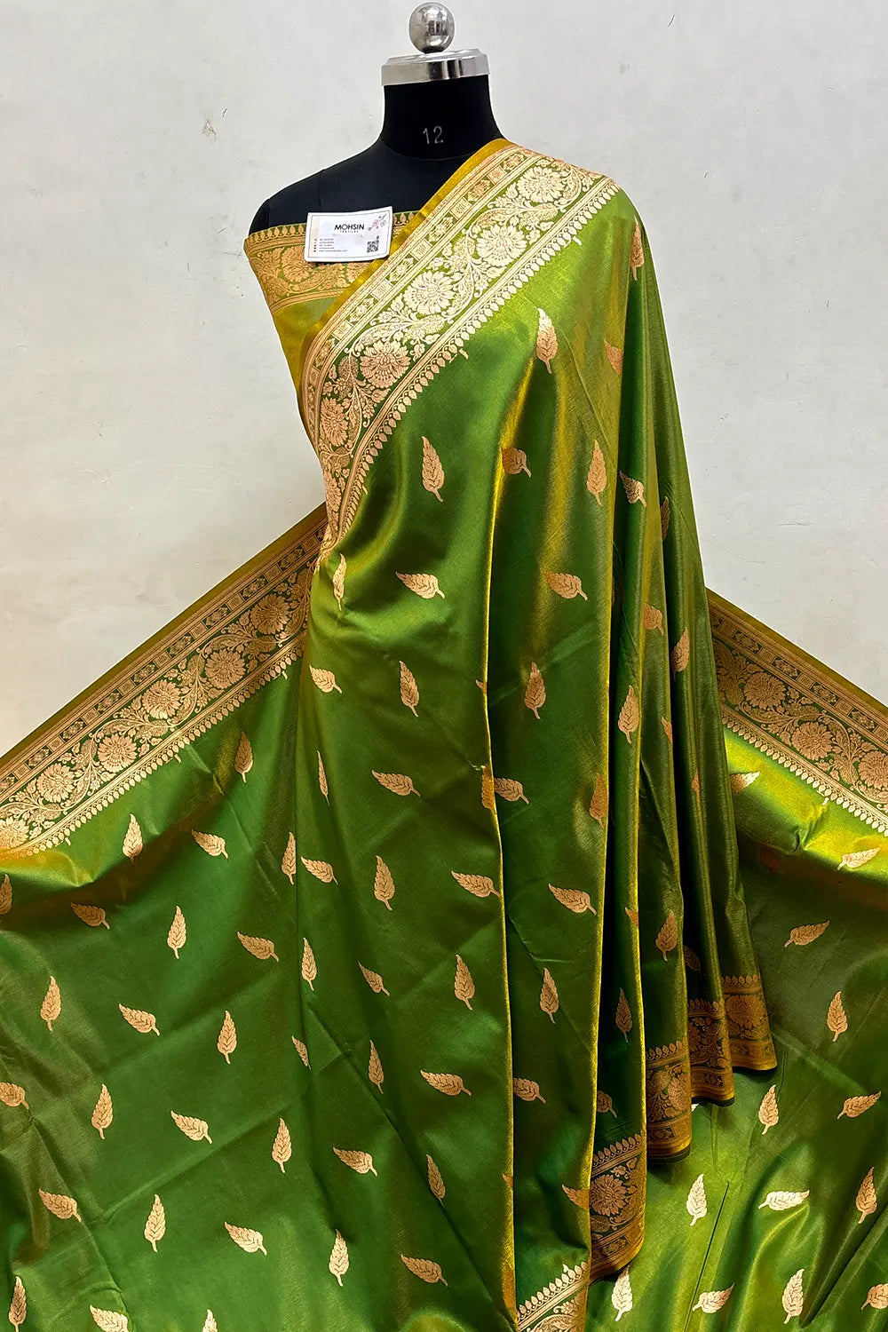 Mehendi Zari Satin Silk Banarasi Saree