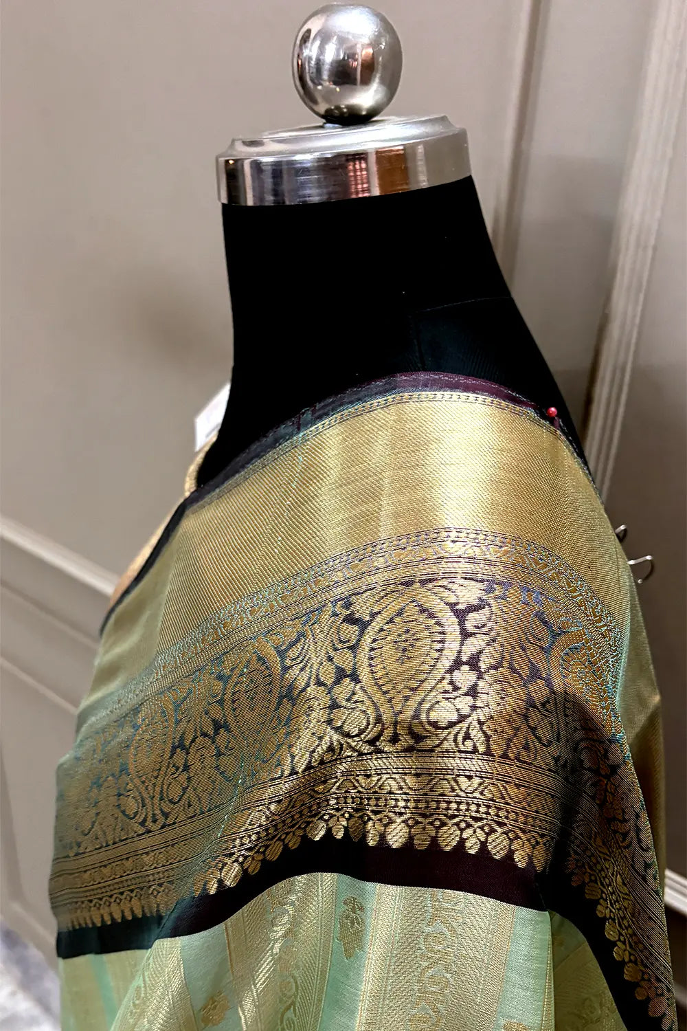 Mint and Black Tissue Silk Banarasi Saree
