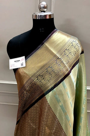 Mint and Black Tissue Silk Banarasi Saree