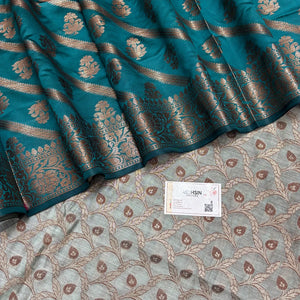 Mint and Teal Patti Jaal Banarasi Silk Suit
