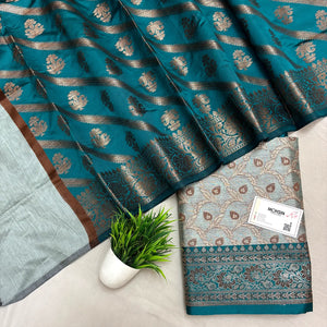 Mint and Teal Patti Jaal Banarasi Silk Suit