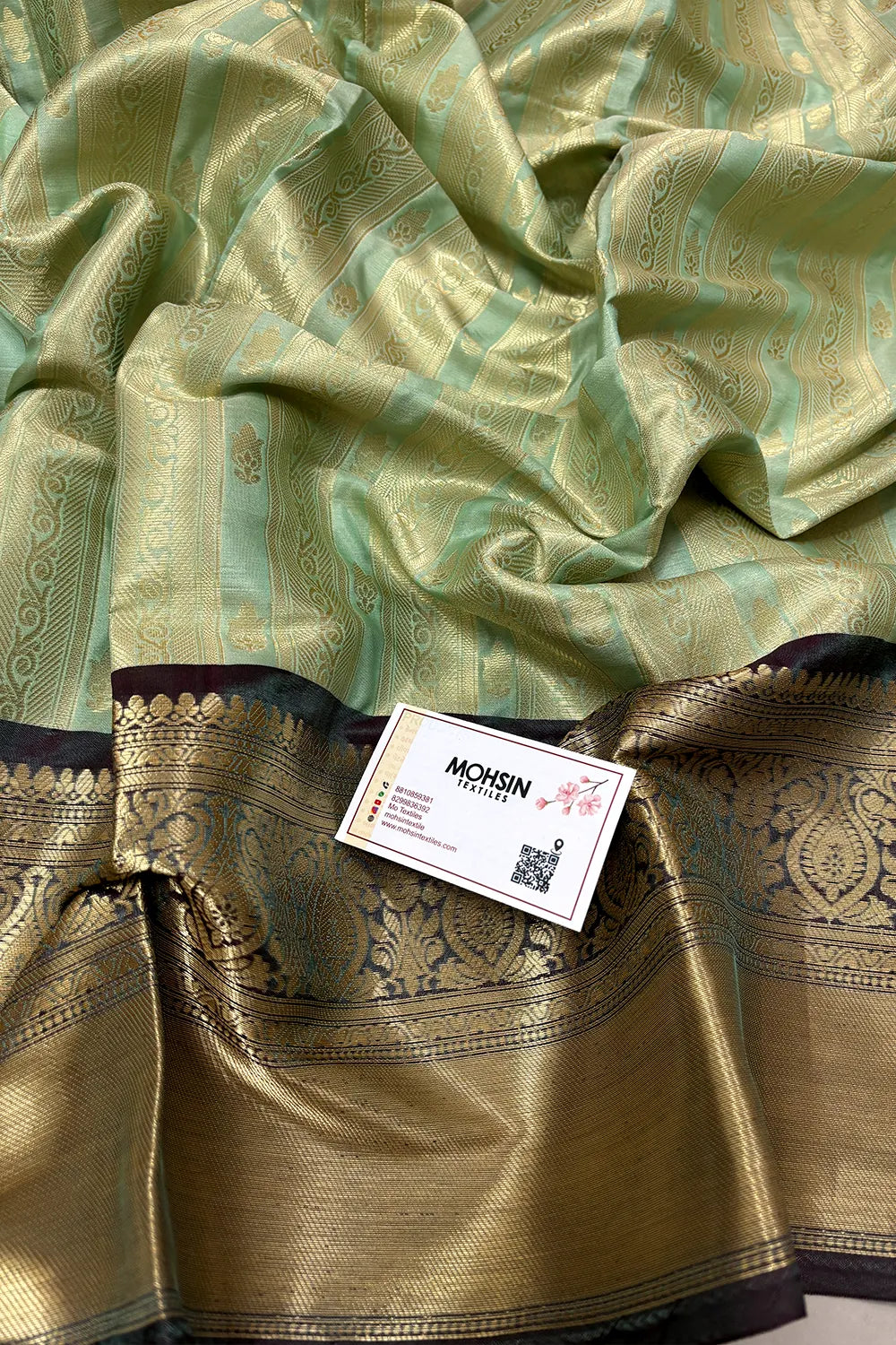 Mint and Wine Tissue Silk Banarasi Saree