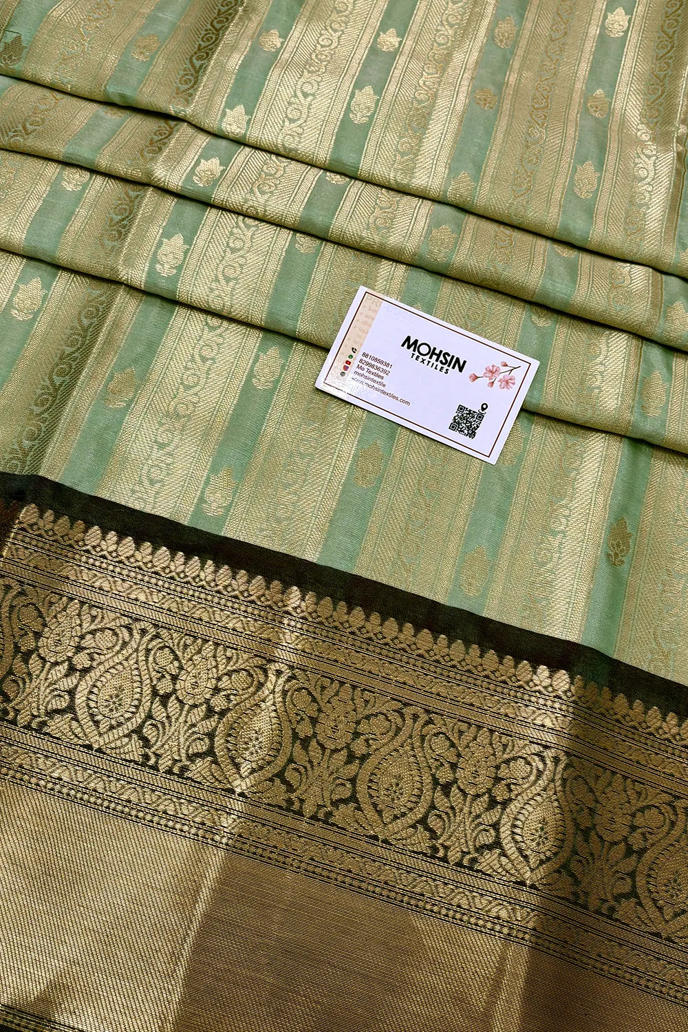 Mint and Wine Tissue Silk Banarasi Saree
