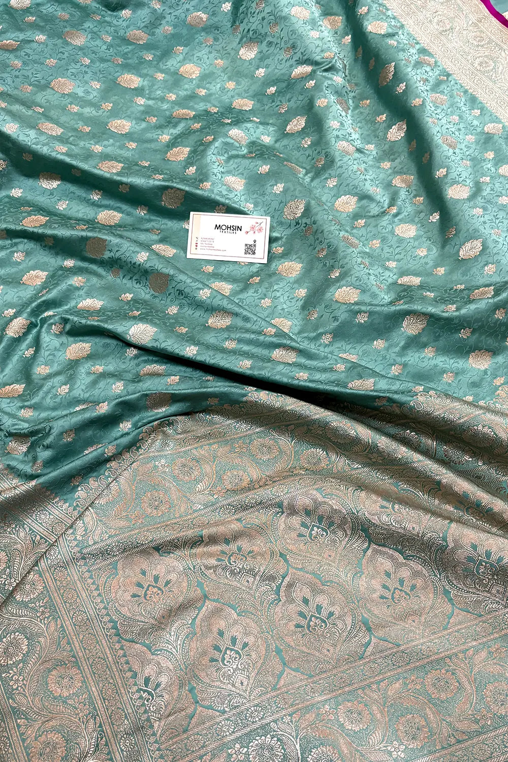 Mint Chunni Munni Buti Katan Silk Banarasi Saree