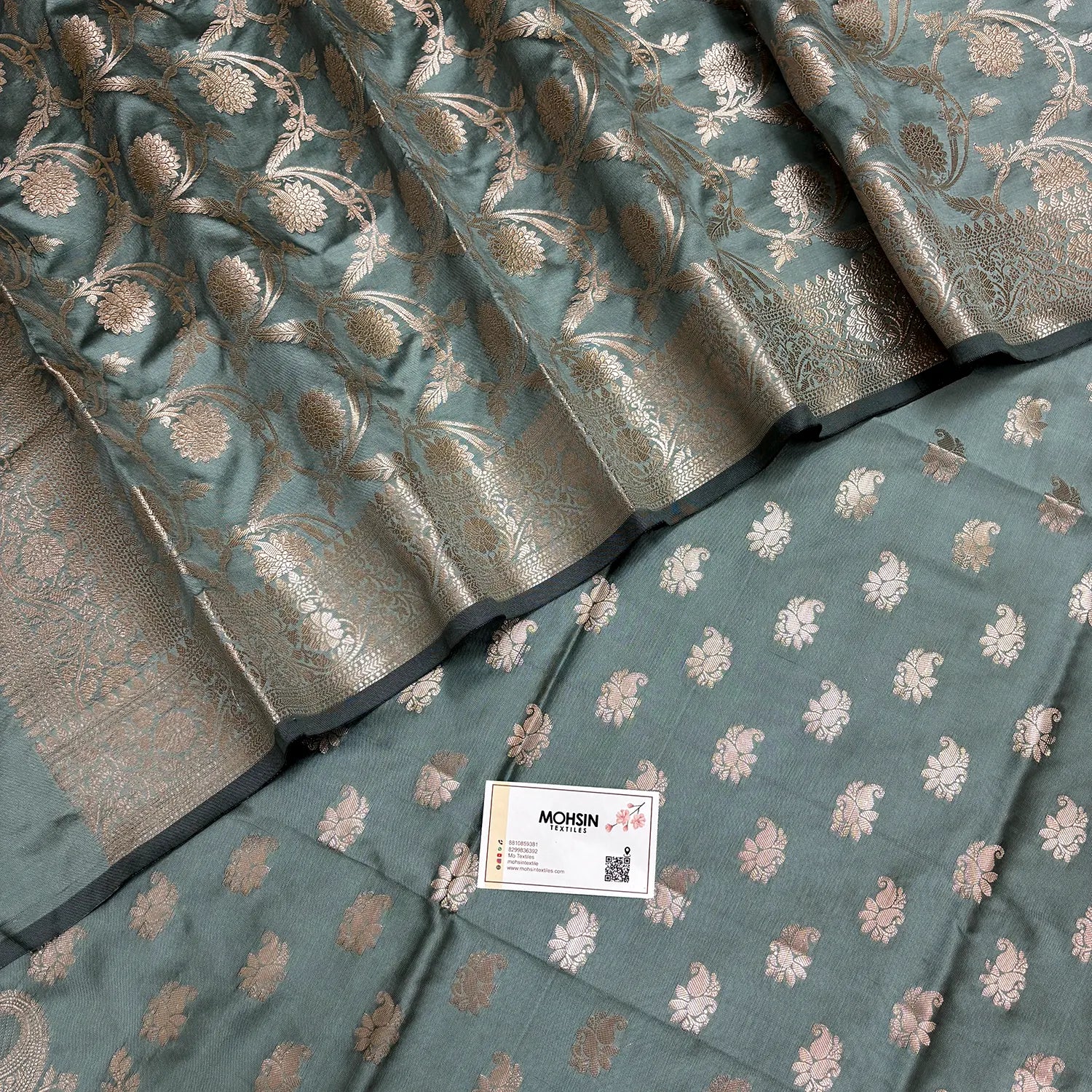 Mint Green Godzilla Satin Silk Banarasi Suit