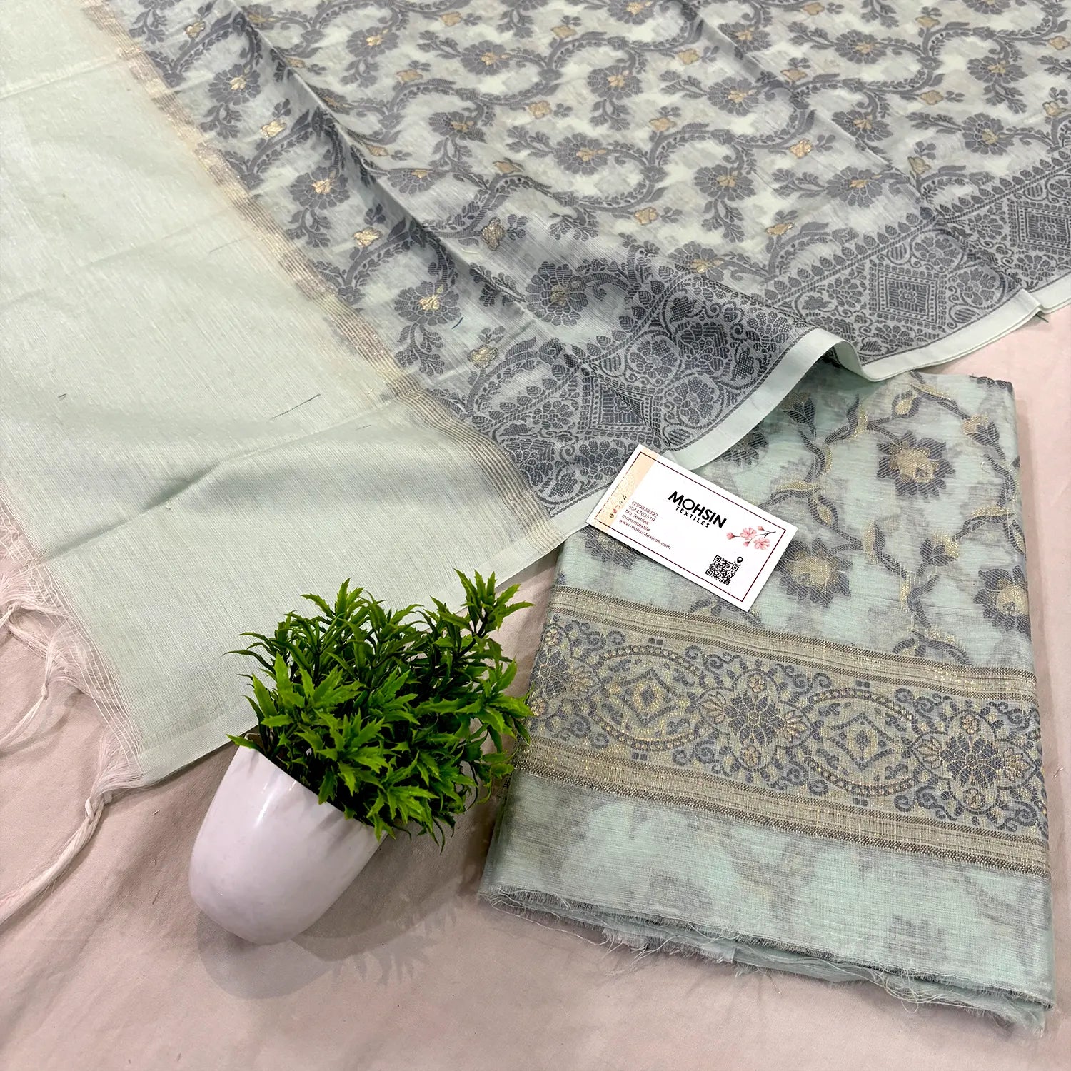 Mint Green Resham Banarasi Silk Suit