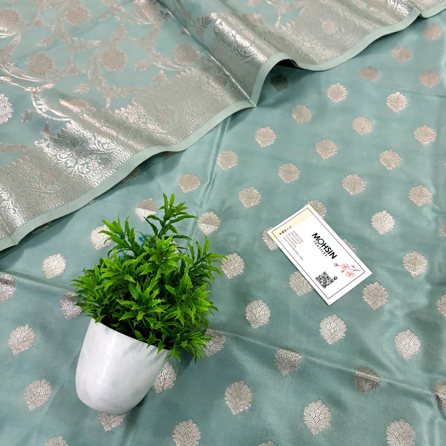 Mint Kiyari Satin Silk Banarasi Suit