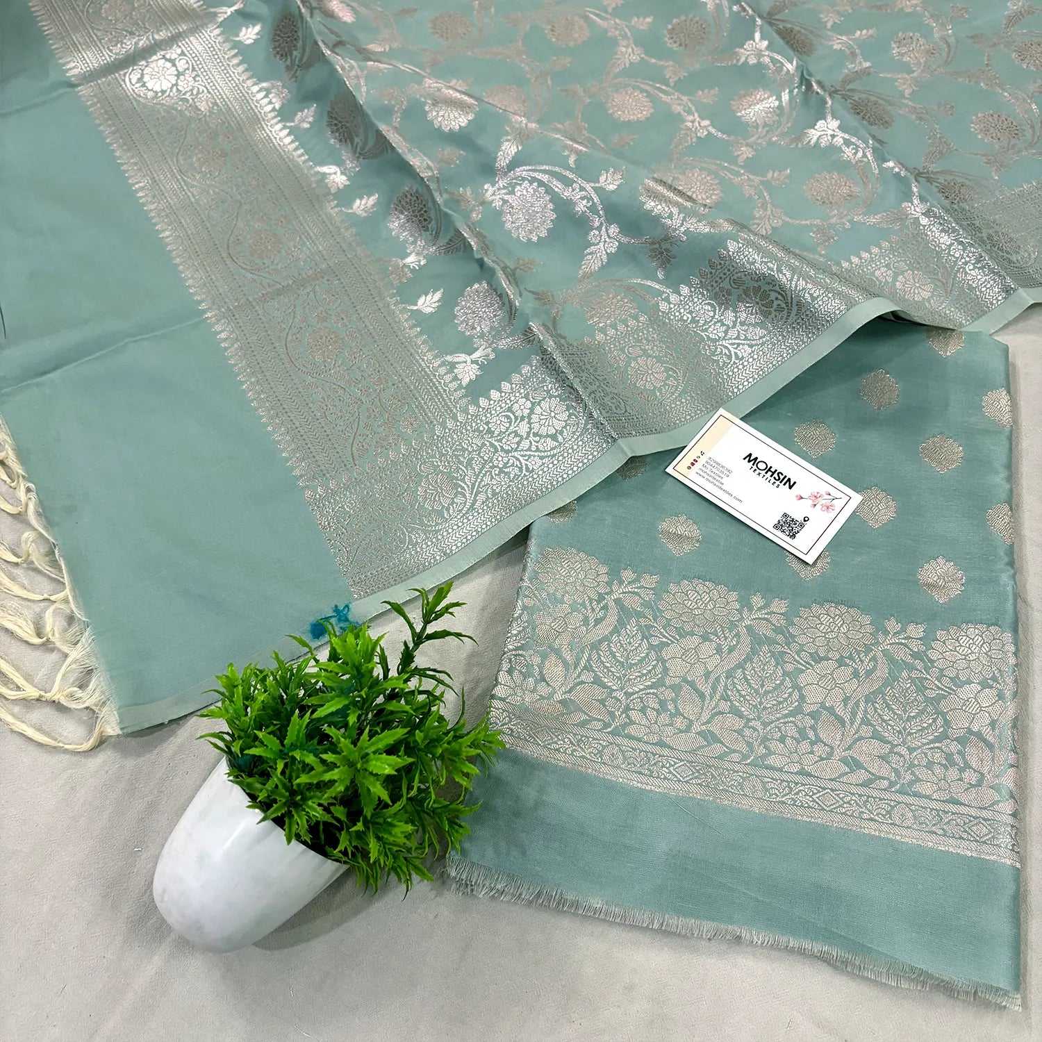 Mint Kiyari Satin Silk Banarasi Suit