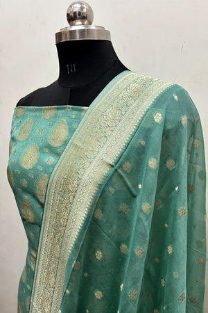 Mint Pure Viscose Georgette Banarasi Suit