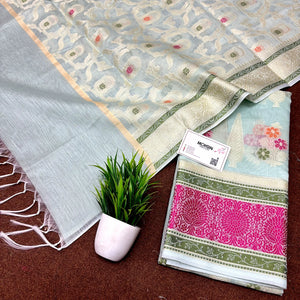 Mint Resham Banarasi Silk Suit