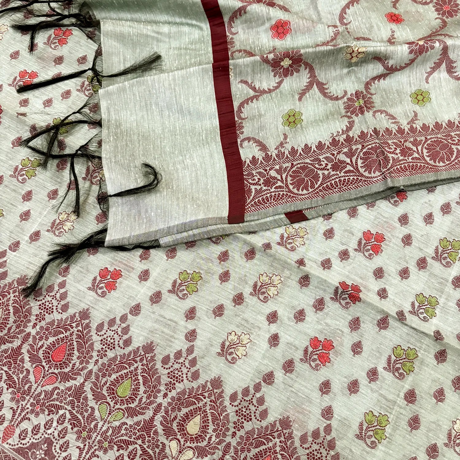 Mint Resham Banarasi Silk Suit