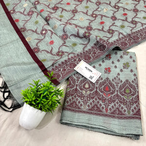 Mint Resham Banarasi Silk Suit